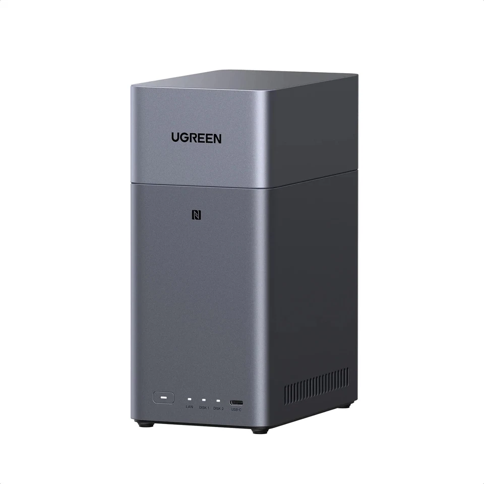 UGREEN NASync DH2300 2 Bay Desktop NAS, 4GB RAM, NFC One-Touch Anschluss