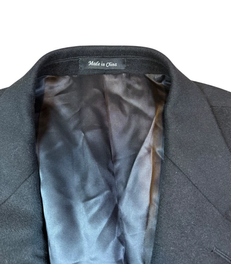 Chaps Mens SportCoat Blazer Size 48R Two Button Flannel Wool Silk Cashmere Black - Image 4 of 4