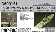 PONF35001 1:350 Pontos Model Detail Up Set - HMS Warspite 1943 (ACA kit)
