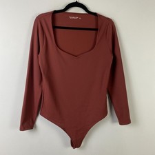 Abercrombie  Fitch Long-Sleeve Seamless Sweetheart Bodysuit L Rust Brown