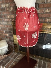 Vintage Sheer Red Christmas Half Apron