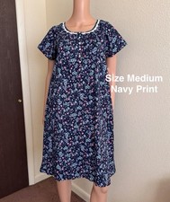 Aria Women's 100 Cotton Raglan Sleeve Smocked Neck Sleepwear Gown,Medium