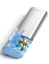 7 Day Weekly Pill Organizer 2 Times a Day, Metal Am Pm Travel Pill Case, Larg...