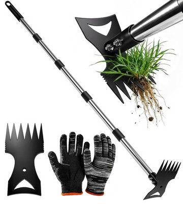 71in Weed Puller Tool with Long Handle, 2 in 1 Adjustable Manual Weeders for ...