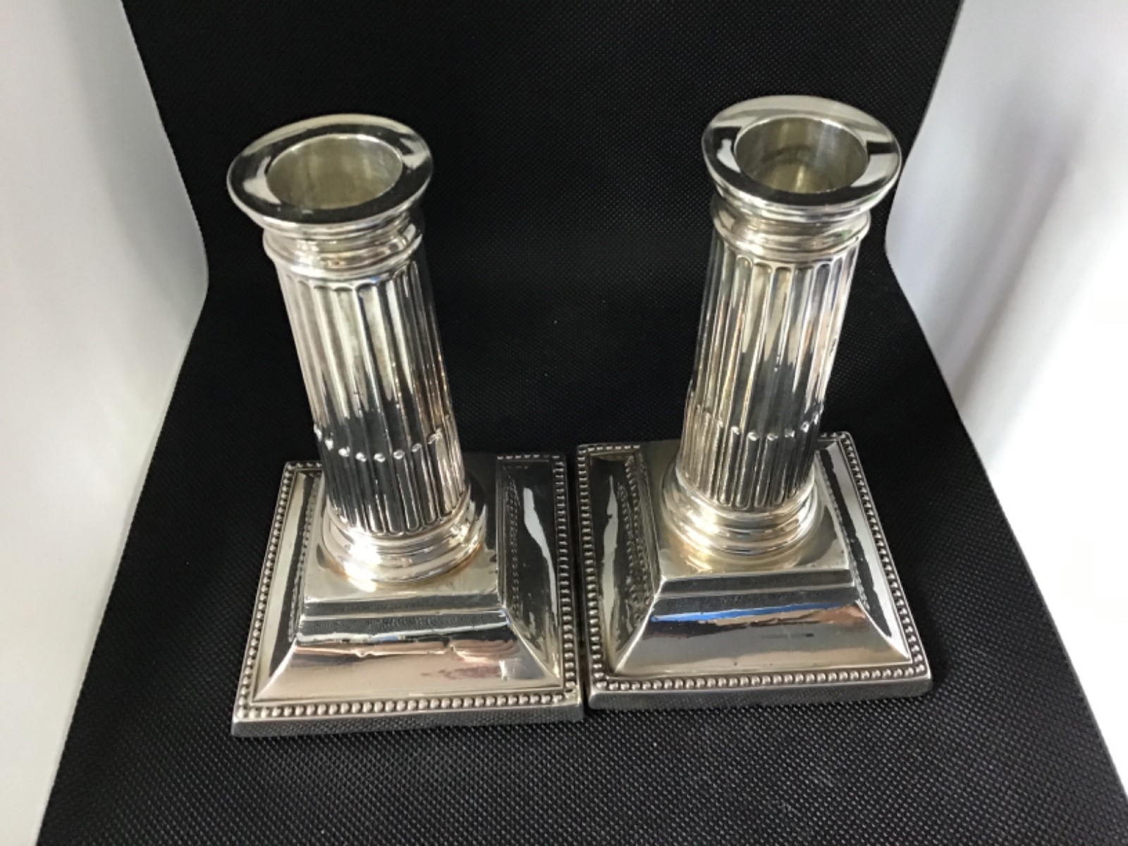 sterling silver corinthian candlesticks George Howson, Sheffield 1898 600g gross