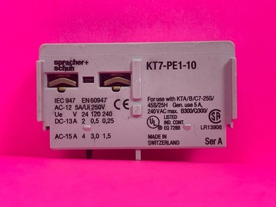 Sprecher + Schuh KT7-PE1-10 Auxiliary Contact Block 1NO
