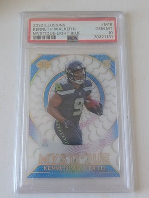 2022 PANINI ILLUSIONS MYSTIQUE LIGHT BLUE KENNETH WALKER III /299 RC PSA 10 SP