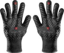 Small Heat Resistant Grilling Gloves for Women - & Small, Black & Red 