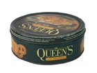Queens Traditional Danish Cookies Advertising Litho Printed Box–Tin Box. i2-395