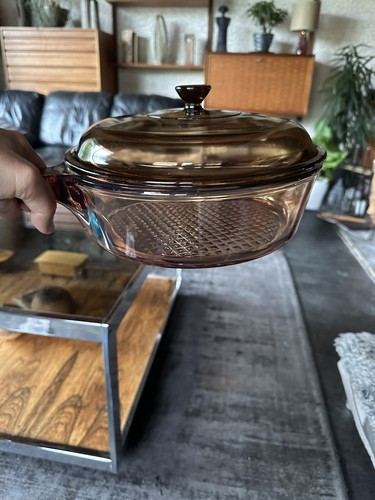 Rare Vision / Corning Pyrex 24cm Deep Lidded Frying Pan / Sauté Pan - Picture 10 of 22