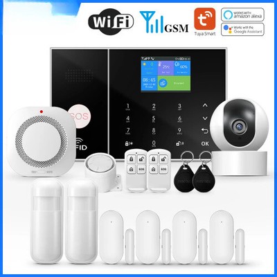 PGST Alarm System WIFI GSM Security Alarm Host with Door and Motion Sensor Tuya