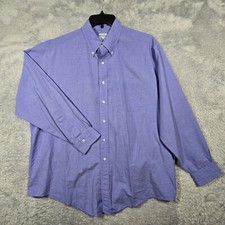 Brooks Brothers Shirt Mens 17-5 Blue Relaxed Fit Button Up Long Sleeve -wear