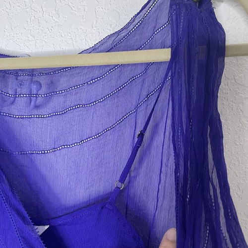 Diane von Furstenberg DVF 100 % Seide Perlen ärmelloses Top Größe 10 lila gefüttert - Bild 10 von 13