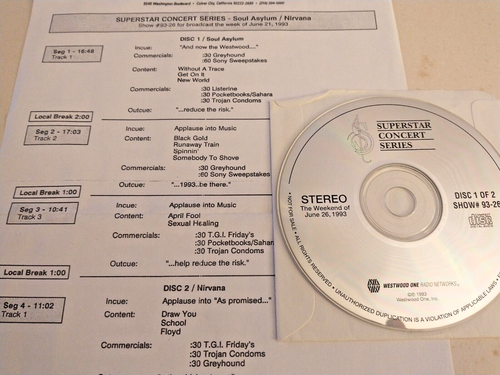 Soul Asylum Superstar Konzert Serie 1 CD Live Radio Show 21.06.93 #93-26