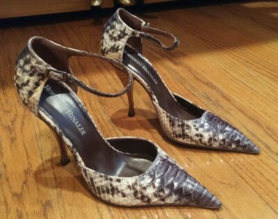New ROBERTO RINALDI Italy D'orsay Leather High Heel ankle strap Shoe 5.5 5 1/2