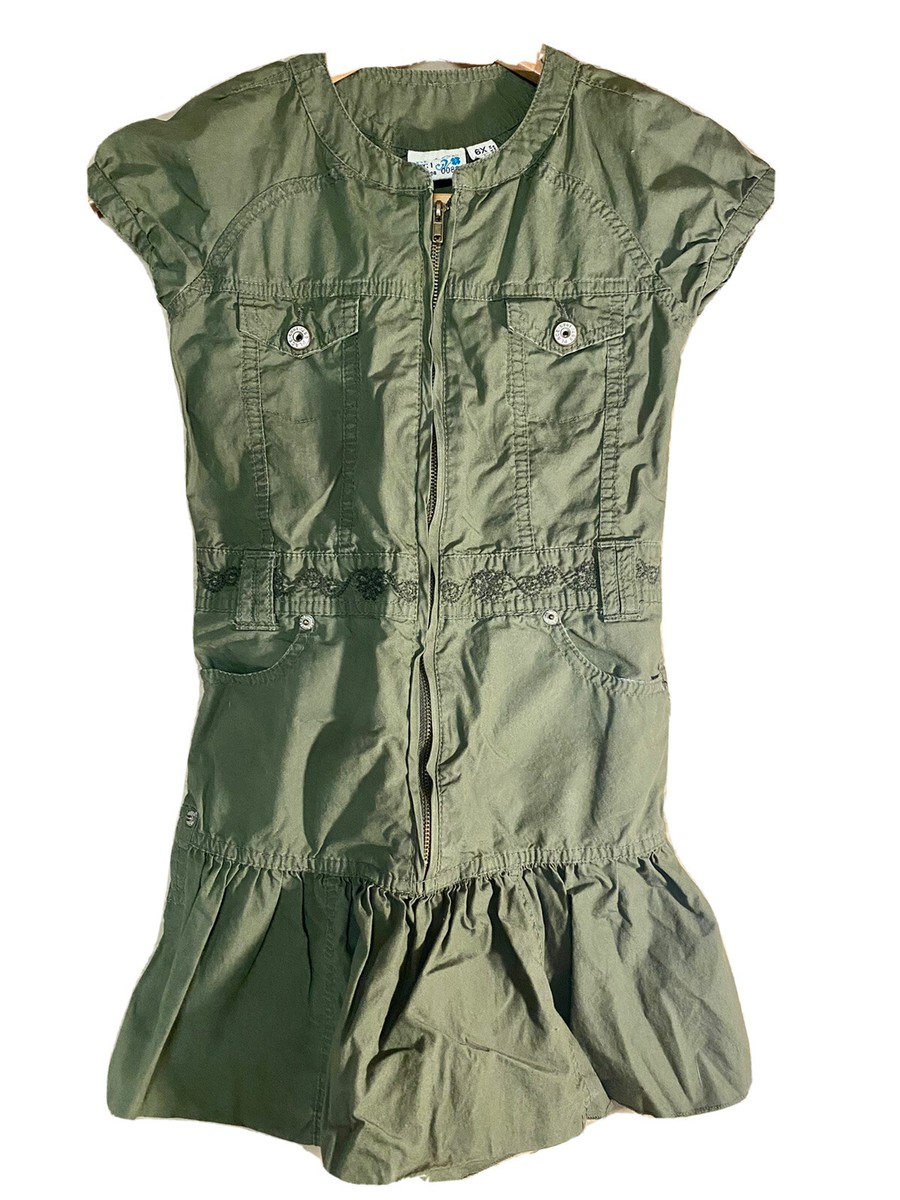 girls army green dress Army Green Ruffle Twirl Dress