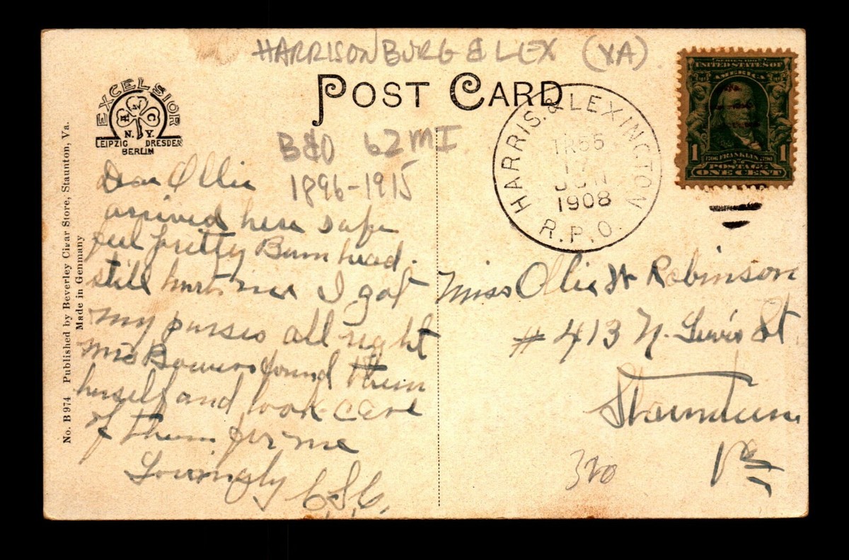 1908 Harris & Lexington RPO Card - L19028 | eBay