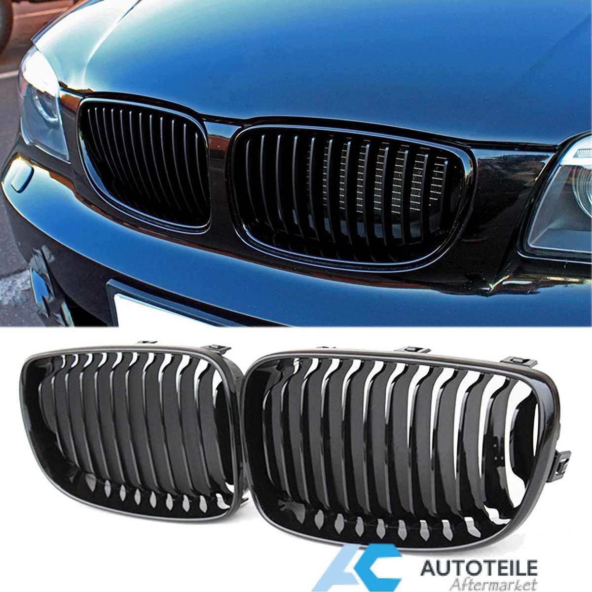 2x Kühlergrill Performance Schwarz Glanz SATZ Passend Für BMW 1er E87 E82 E88 Bj 07 11
