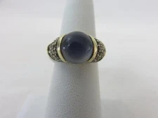 David Yurman Capri Ring Blue Chalcedony Diamonds Sterling Silver 18K Gold Size 6
