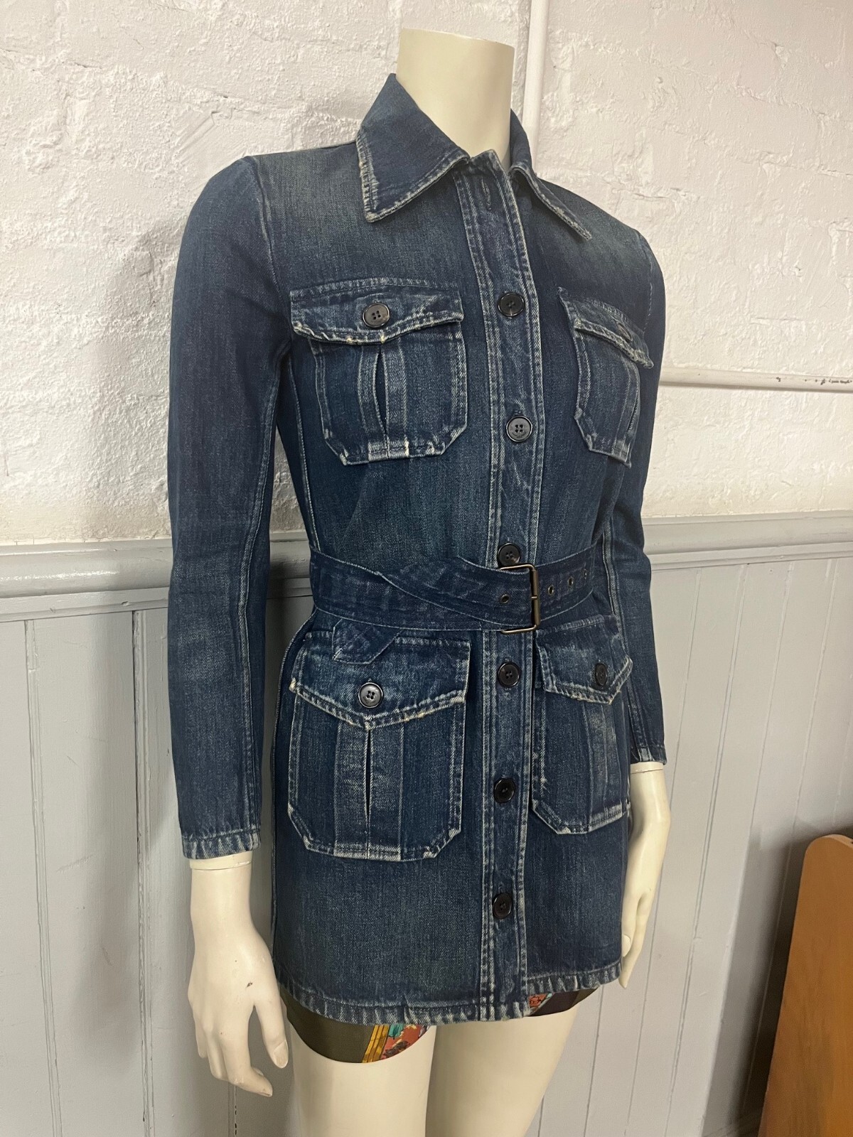 SAINT LAURENT Giacca Denim Navy Made in Italy Autentica YSL