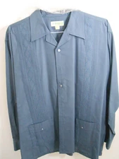 Haband Guayabera Men's Large L Long sleeve Pleated & Embroidered Choice