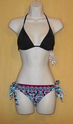 Maillot De Bain 2 Pièces BECCA Beach Réversible - Taille L - Rose à Motif Multicolore - Neuf Avec étiquettes