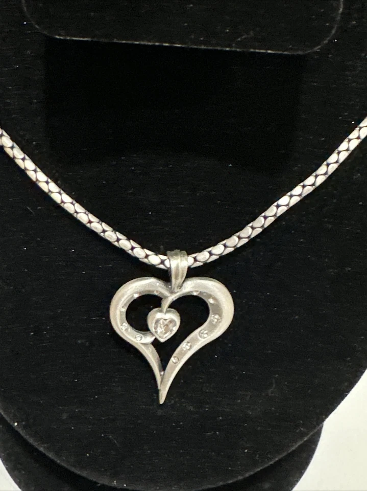 Australia BICO Ancho - Grueso Stylus Cadena Plata P Peltre con CORAZÓN Cristal Colgante Foto 2 de 4