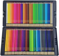 Deluxe Colored Pencils Kit -72 Bright Colors -Pack includes Case & Coloring
