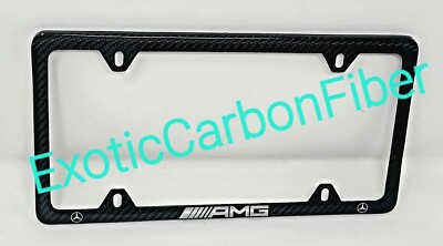 AMG Silber Mit Mercedes Logos 4-Loch Schlanker Carbonfaser Nummernschildrahmen