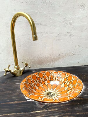 35cm-13.7 inches, Ceramic Sink for Bathroom & Kitchen, Handmade Mosaic  Sink