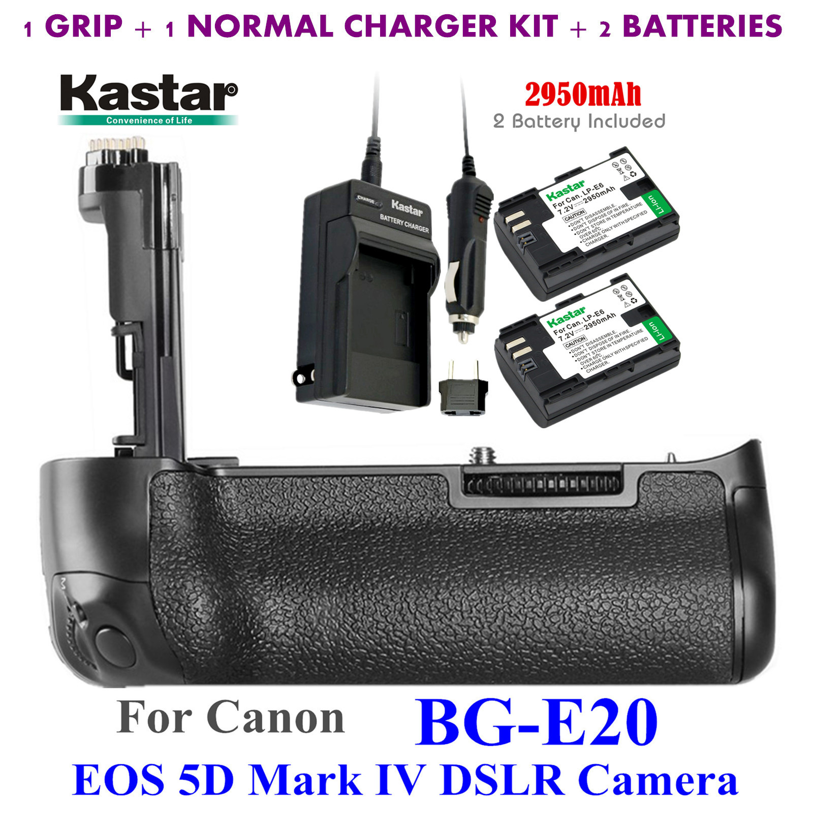 BG-E20 Battery Grip, LP-E6 Battery, Charger for Canon EOS 5D