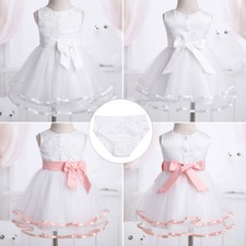 UK Infant Girl Baby Flower Party Wedding Communion Christening Dress Gown