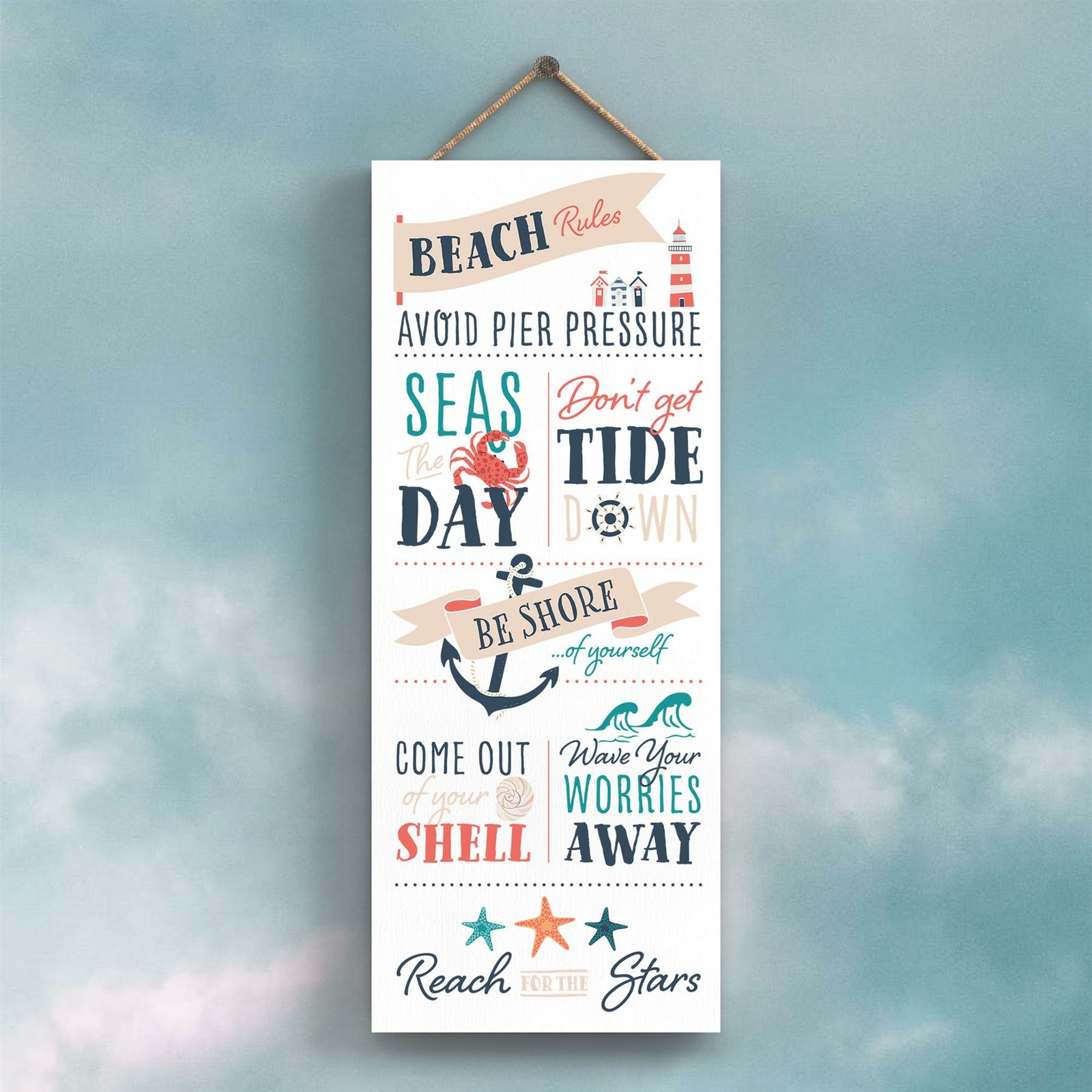BEACH RULES SEASIDE BEACH THEMED NAUTICAL HEART HANGING PLAQUE