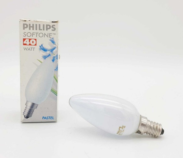 2X Philips Softone 40W Kerze Candle E14 Ses GlüHbirne, Soft Blue, Pastel-image