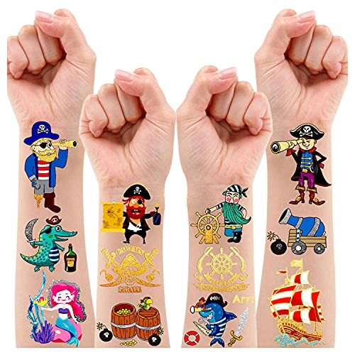 Leesgel Metallic Glitter Pirate Tatuaggi Temporanei per Bambini Ragazzi (B3K)