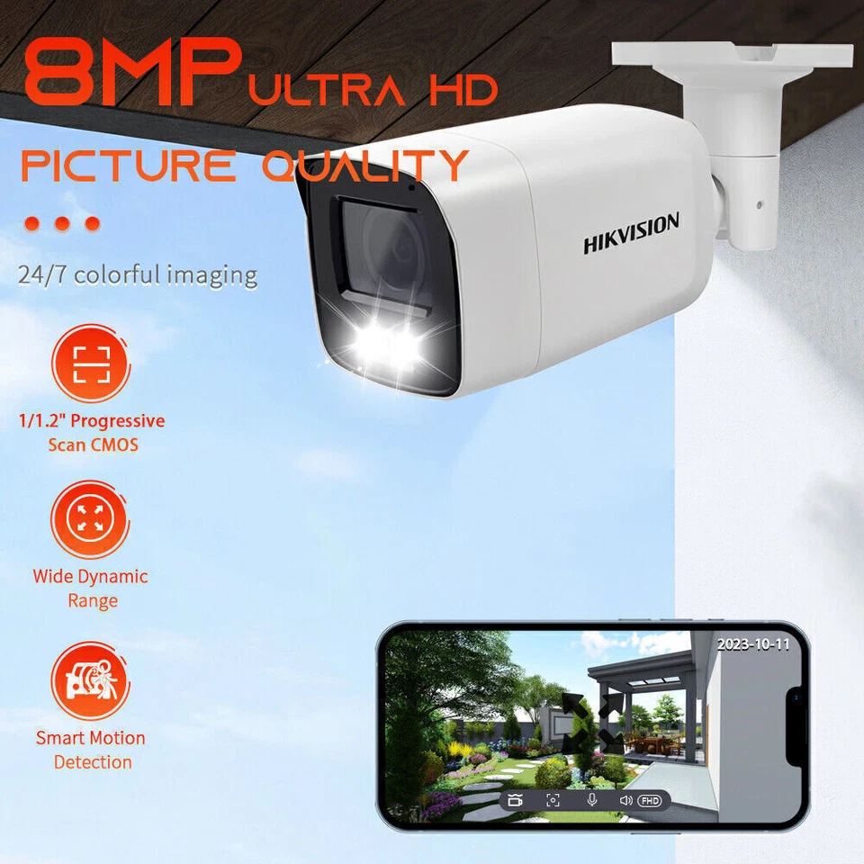 Hikvision DS-2CD2087G2-LU 8MP ColorVu AcuSense IP Camera Bullet PoE In MIC 4MM - Image 3 of 4