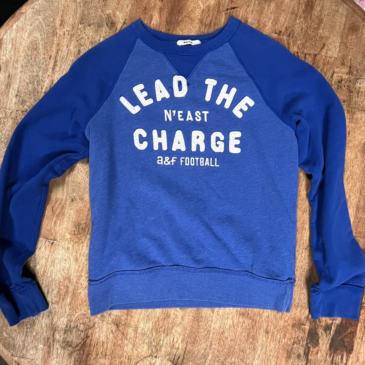 Abercrombie Football Distressed Sweatshirt Stitched Puffy Letters