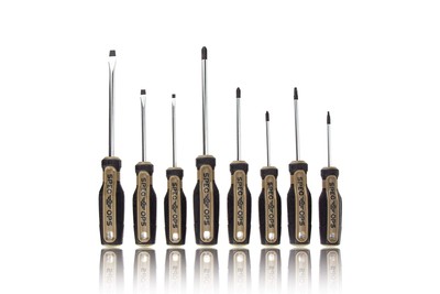 Tools 8-Piece Screwdriver Set, Phillips, Slotted, Square, Magentic Tip, Cr-Mo...
