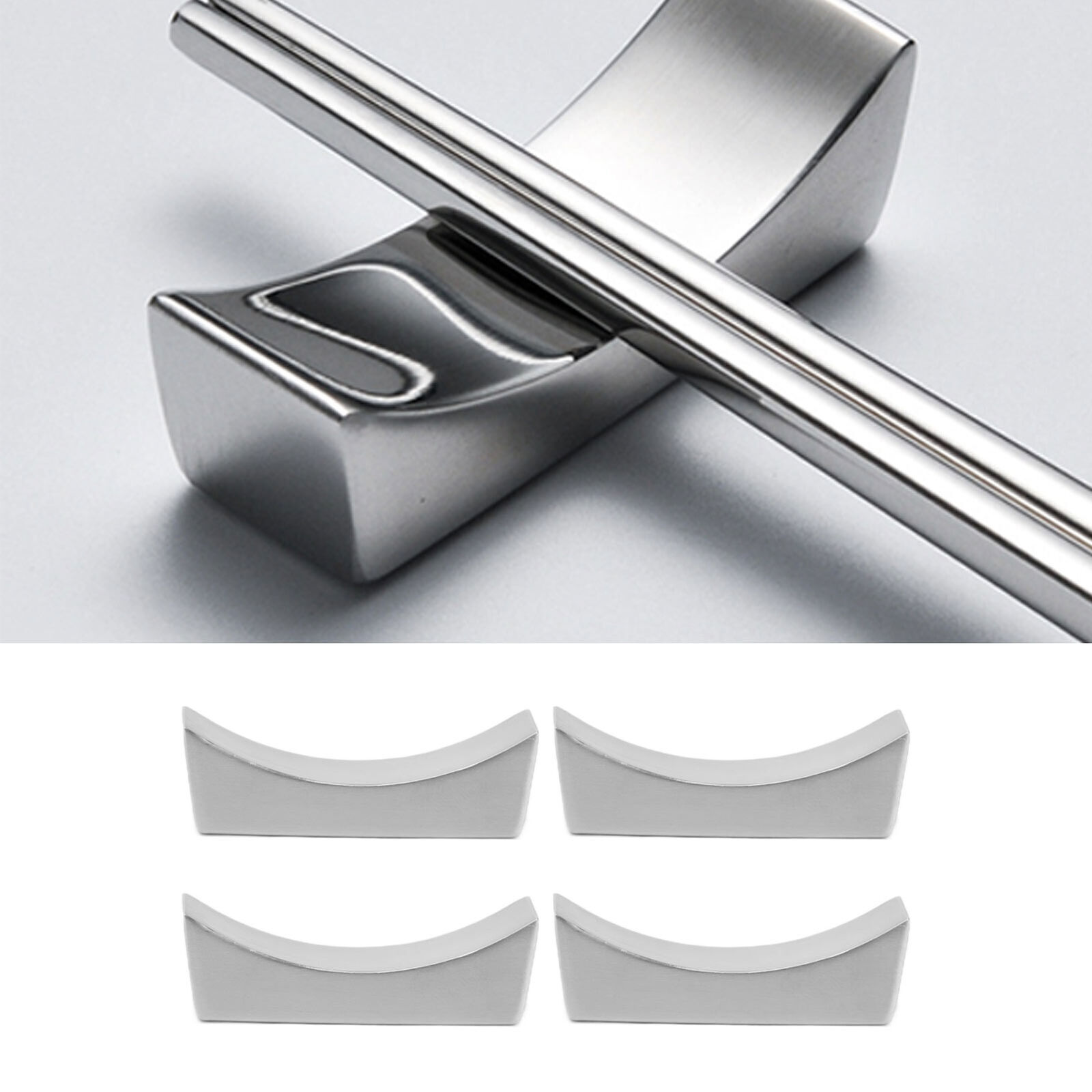 4Pcs Stainless Steel Chopstick Rest Boat Shape Chopstick Spoon Knife Fork