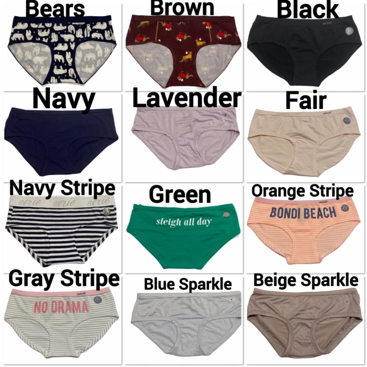 NWT AERIE Boybrief Boyshort Panties/Underwear Sz XS-S-M-L-XL-XXL Assorted  Colors