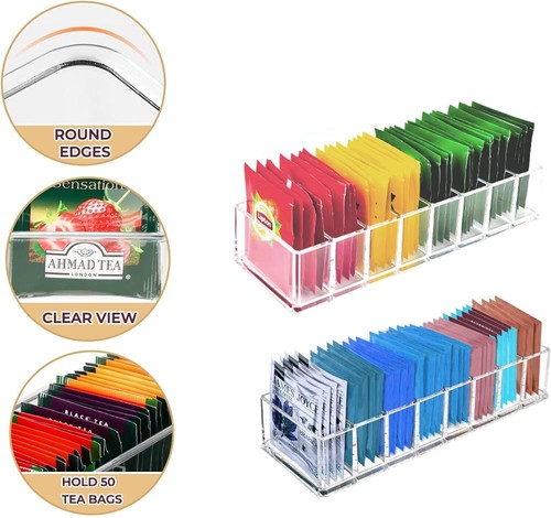 Tea Bag Organizer, Clear Acrylic Tea Bag Holder, Tea Packet Storage for Drawer, - Picture 7 of 7