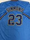 Brewers Hall of Famer TED SIMMONS Signed Custom Replica Blue Jersey AUTO - BAS