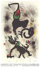 JOAN MIRO At Pace-Columbus (vertical) 35.25" x 21.25" Poster 1979 Surrealism Mul
