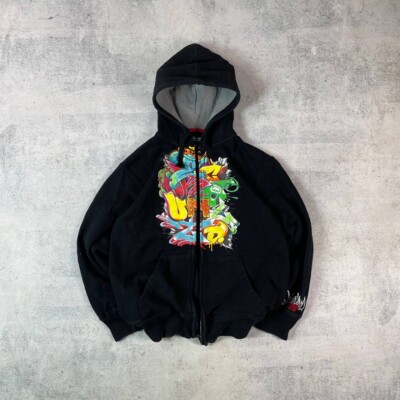 Ecko Unltd Vintage Rap Hip-Hop Graffiti Printed Big Logo Zip Hoodie / Men's L