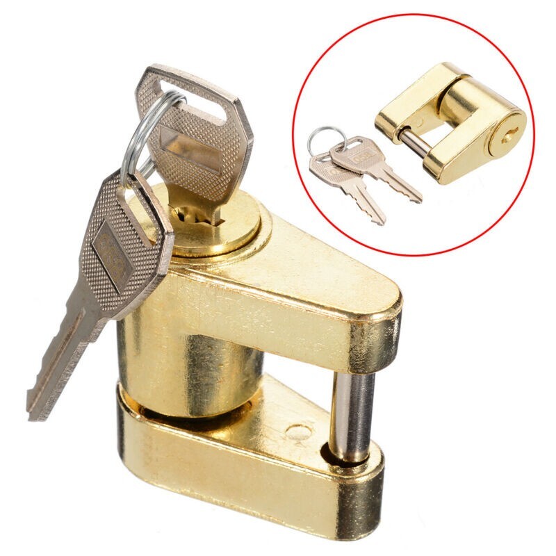 Security Coupler Lock +2 Keys Car Truck Vehicles Zinc Alloy Antitheft