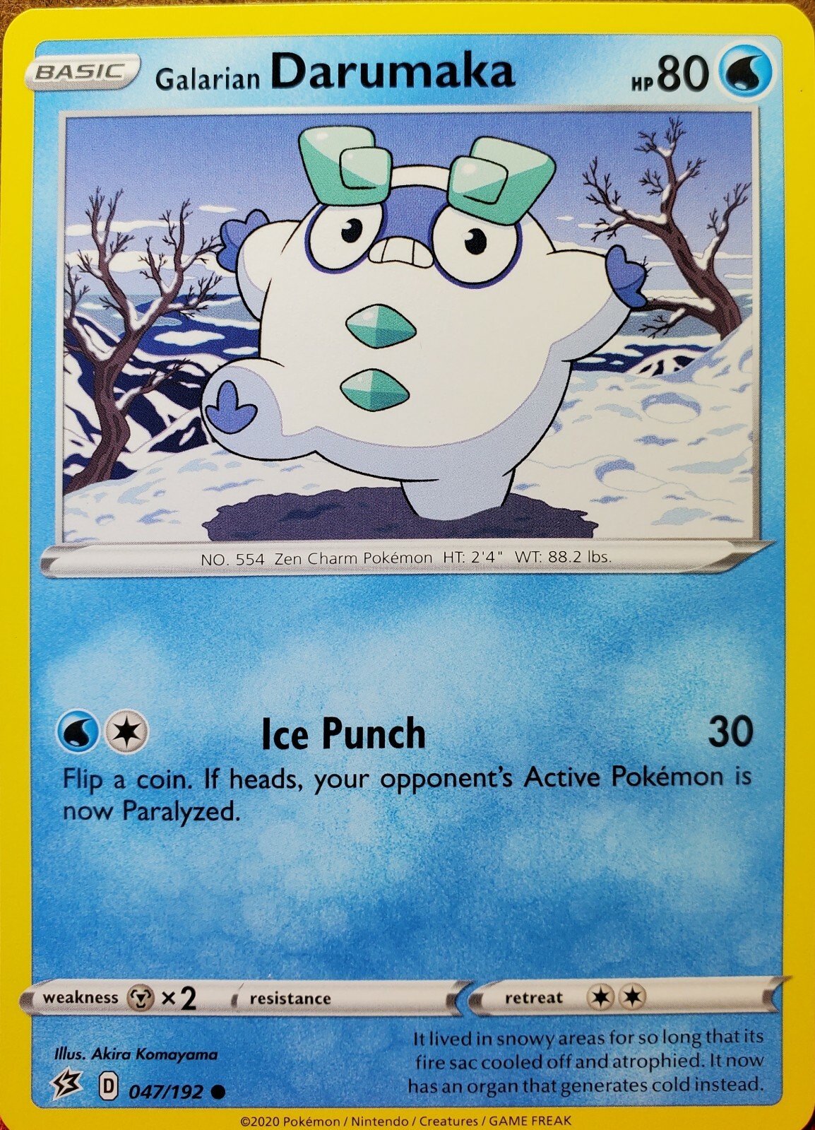 Galarian Darumaka 47/192 - Sword & Shield Rebel Clash *Pack Fresh* Pokemon Card