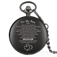 Pocket Watch Customized TO MY Son I LOVE YOU Chain Anniversary Quartz Gifts