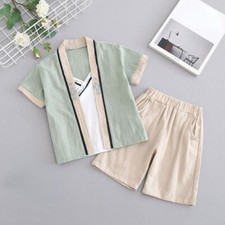 2Pcs Boys Hanfu Tang Suit Chinese Traditional Embroidery Toddler Suit Costume