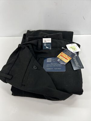 BLUE GENERATION NAVY BLUE MEN'S CHINO PANTS 34 X 35 TEFLON CLASSIC FIT - NEW NWT