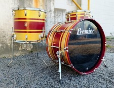 70's-80's Premier Gold/Red Lacquer 3PC Drum Set